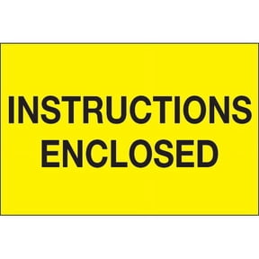 2" x 3" - "Instructions Enclosed" (Fluorescent Yellow) Labels - 500 Per Roll