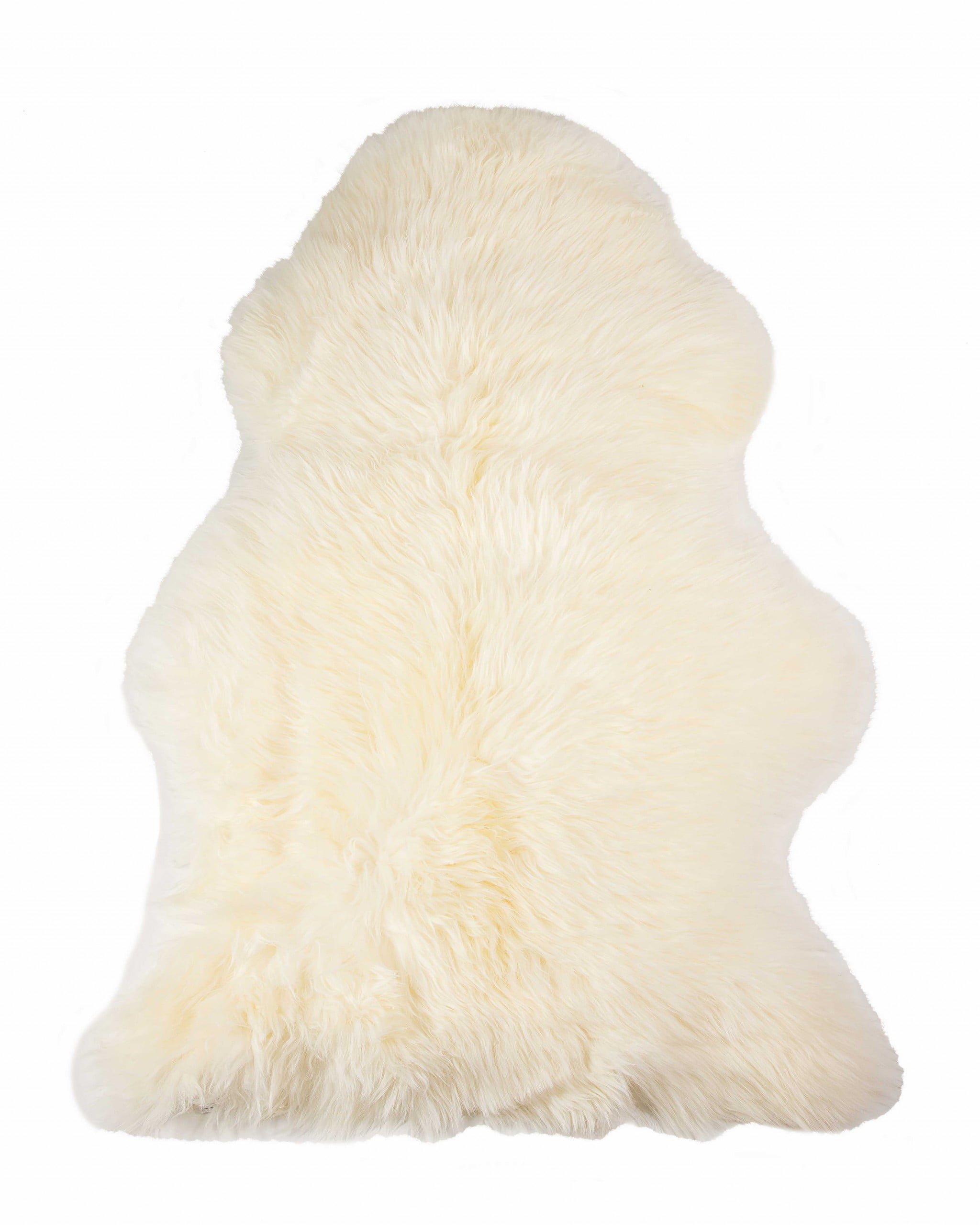Luxurious Ivory Faux Sheepskin 36"x24" Synthetic Rug