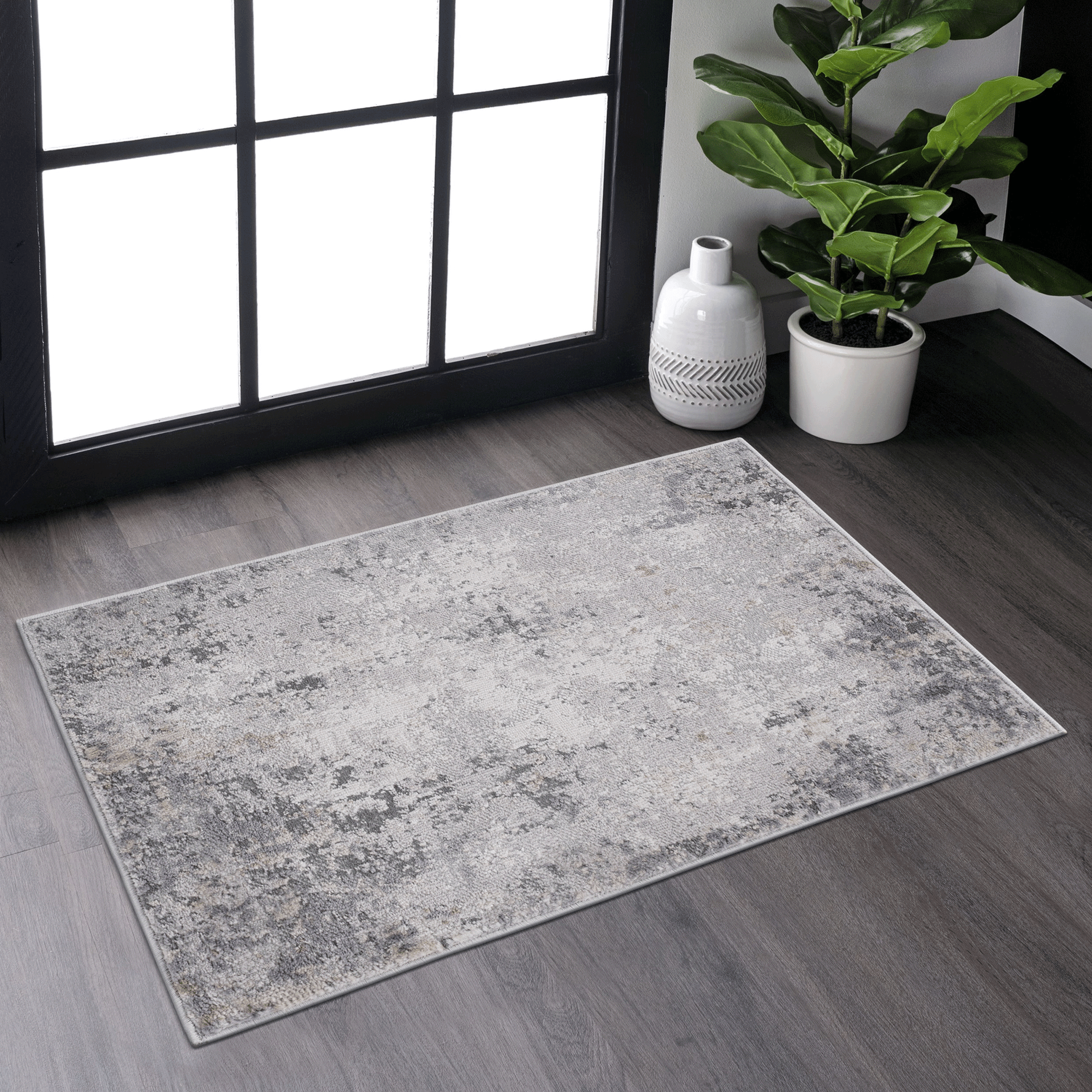 2' x 3' Ivory Sand Abstract Area Rug Non-Shedding Stain Resistant Medium Pile Carpet for Living Room Bedroom Dining Room Home Office Entryway