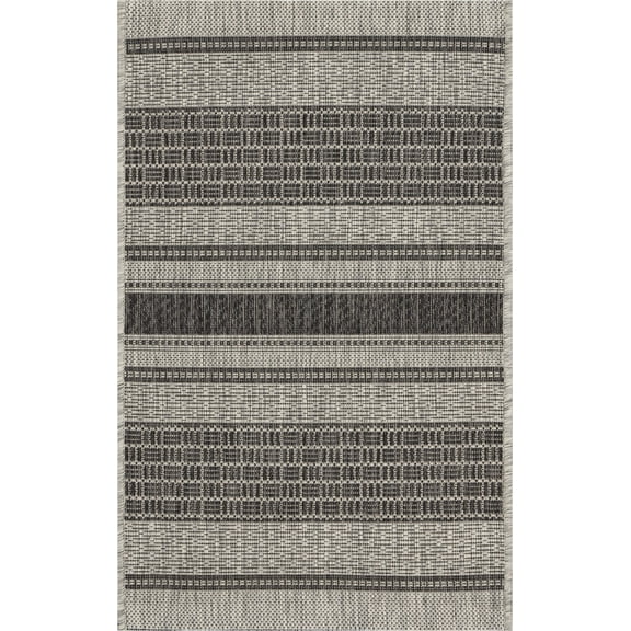 2â€™ x 3â€™ Monochrome Striped Indoor Outdoor Scatter Rug