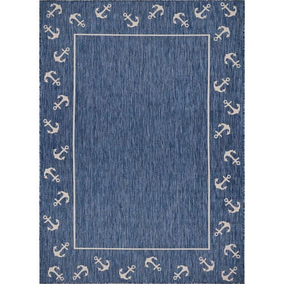 2’ x 3’ Navy Anchor Indoor Outdoor Scatter Rug