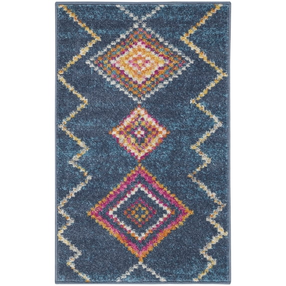 2’ x 3’ Navy Blue Berber Pattern Scatter Rug