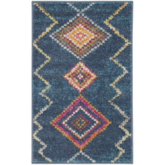 2 x 3 Navy Blue Berber Pattern Scatter Rug