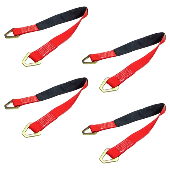 2" x 3' Red Axle Strap w/ 2" Stamped D-Rings 4 Pack