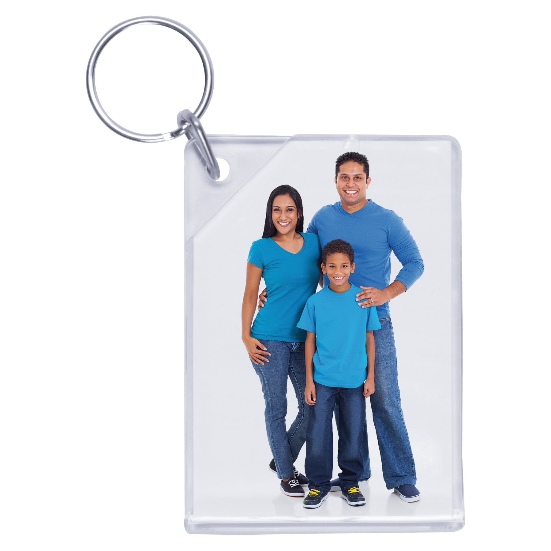 2x3 Snap-In Photo Carabiner Keychain – Blue Acrylic, Holds Two Photos, Customizable Clip For Keys Or Bag