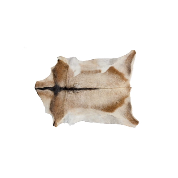 2" x 3" Tan And White Calfskin Area Rug