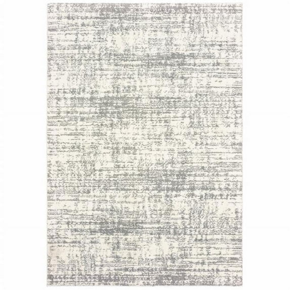 2 x 3 ft. Abstract Strokes Scatter Rectangle Area Rug - Ivory & Gray
