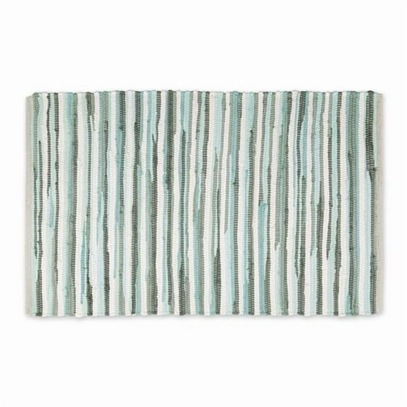 2 x 3 ft. Aqua Slim Stripe Cotton Chindi Rug