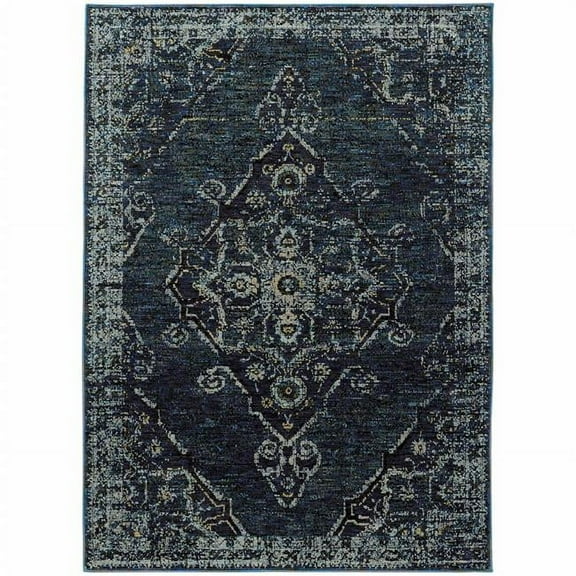 2 x 3 ft. Blue & Brown Oriental Power Loom Stain Resistant Rectangle Area Rug
