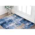 thumbnail image 1 of 2 x 3 ft. Blue & Gold Abstract Printed Washable Non Skid Rectangle Area Rug, 1 of 1