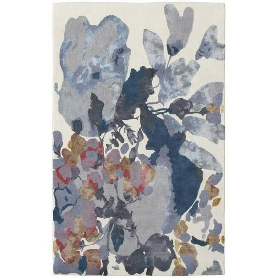 2 x 3 ft. Blue Gray & Pink Wool Floral Hand Tufted Handmade Rectangle Area Rug - Blue Gray and Pink - 2 x 3 ft.