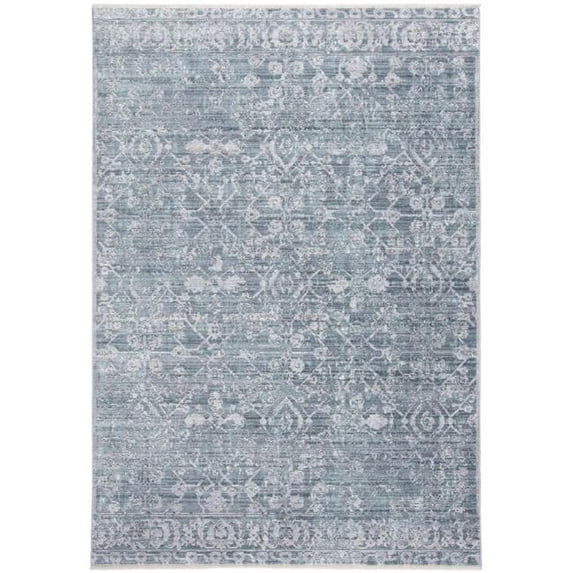 2 x 3 ft. Blue Gray & Silver Abstract Distressed Rectangle Area Rug with Fringe