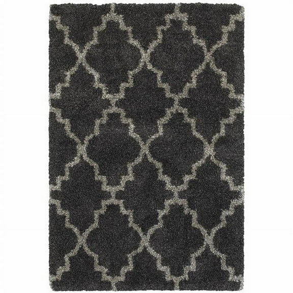 2 x 3 ft. Charcoal & Gray Geometric Shag Power Loom Stain Resistant Rectangle Area Rug - Charcoal - 2 x 3 ft.