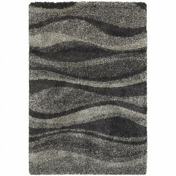 2 x 3 ft. Charcoal Silver & Gray Abstract Shag Power Loom Stain Resistant Rectangle Area Rug - Gray - 2 x 3 ft.