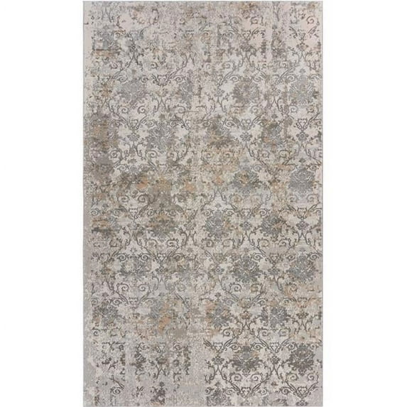 2 x 3 ft. Cream Abstract Distressed Rectangle Traditional Area Rug - Cream - 2 x 3 ft.