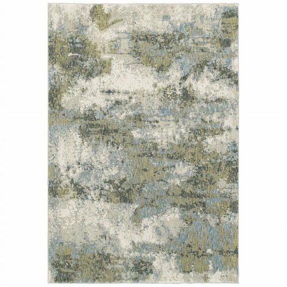 2 x 3 ft. Distressed Waves Indoor Rectangle Area Scatter Rug, Blue & Sage