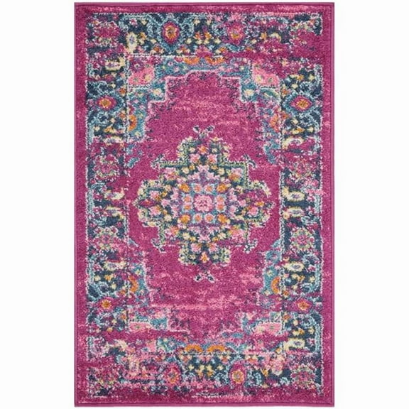 2 x 3 ft. Fuchsia & Blue Distressed Scatter Area Rug - Fuchsia Blue - 2' x 3'
