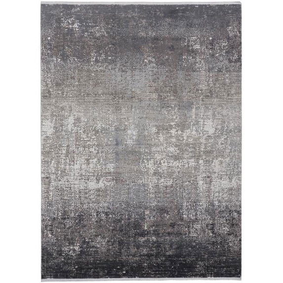 2 x 3 ft. Gray Black & Silver Abstract Power Loom Distressed Rectangle Area Rug with Fringe - Gray Black and Silver - 2 x 3 ft.