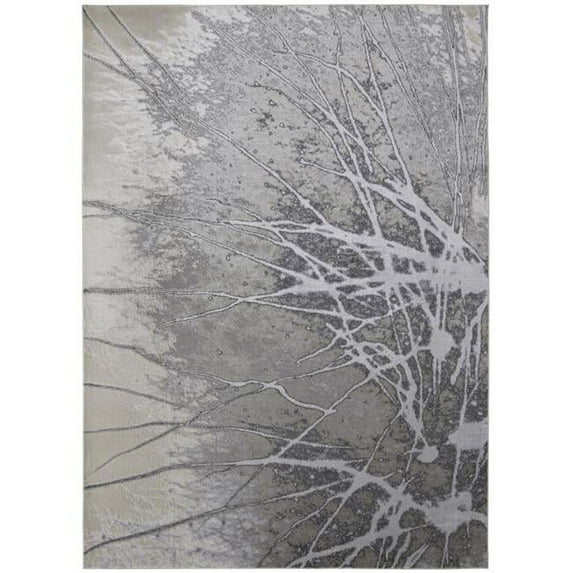 2 x 3 ft. Gray Silver & Ivory Abstract Power Loom Rectangle Area Rug - Gray Silver and Ivory - 2 x 3 ft.