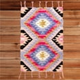 thumbnail image 1 of 2 x 3 ft. Hand Woven Boho Metallic Cotton Flatweave Kilim Area Rug, Pink & Gold - Rectangle, 1 of 1