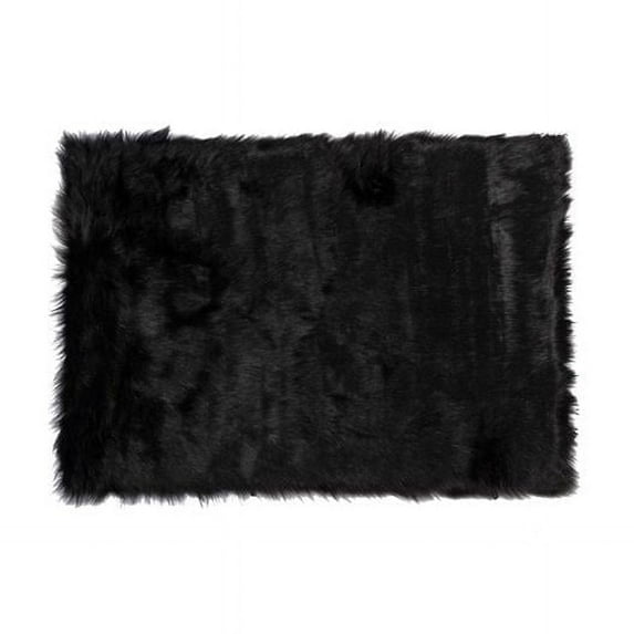 2 x 3 ft. Hudson Faux Fur Rectangular Rug - Black