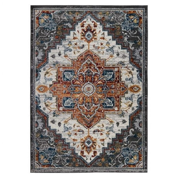 2 x 3 ft. Medallion Power Loom Rectangle Area Rug, Brown