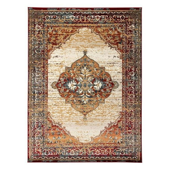 2 x 3 ft. Medallion Power Loom Rectangle Area Rug, Red