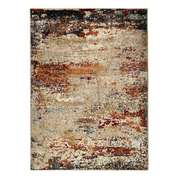 2 x 3 ft. Orange Abstract Power Loom Rectangle Area Rug