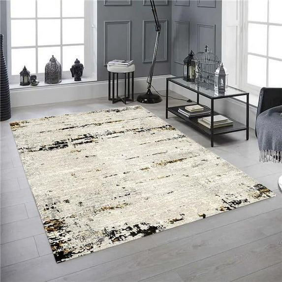 2 x 3 ft. Panache Cream, Yellow & Anthracite Gray Soft Power Loomed Rectangle Area Rug