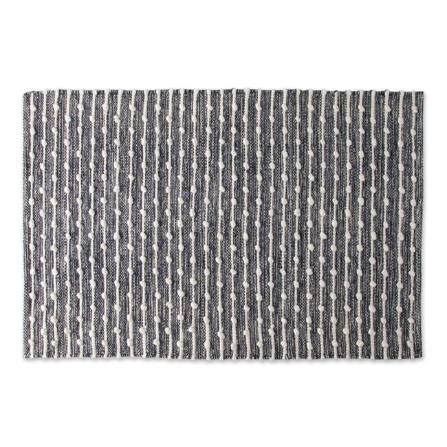 French Blue and White Striped Cotton Accent Rug, 2x3 ft