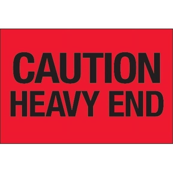 2 x 3 in. - Caution - Heavy End Fluorescent Red Labels