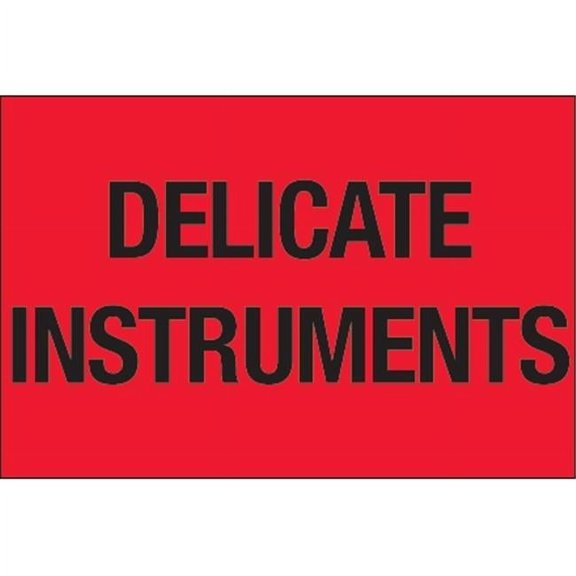 2 x 3 in. - Delicate Instruments Fluorescent Red Labels - Roll of 500