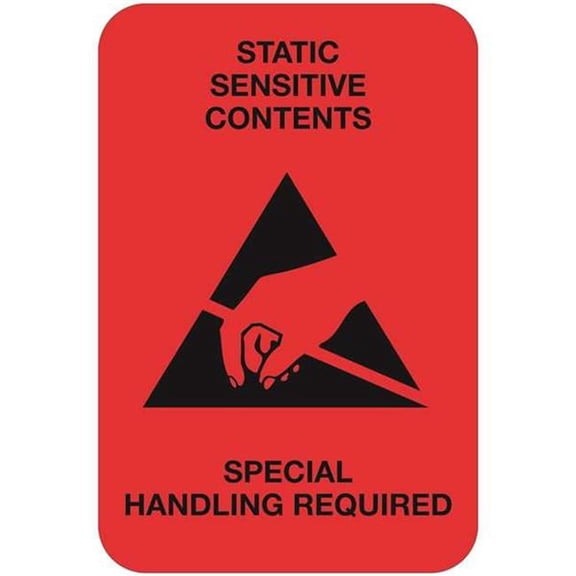 2 x 3 in. - Static Sensitive Contents Fluorescent Red Labels