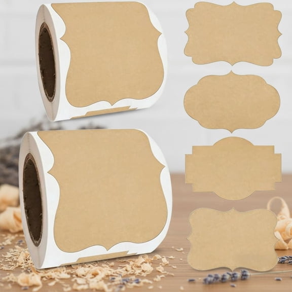 2“ x 3” kraft paper label stickers, writable gift tags, 400 self-adhesive brown labels, suitable for essential oil bottles, jars, food storage, or gift decoration