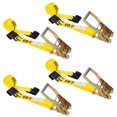 thumbnail image 1 of 2" x 30' Yellow Ratchet Strap w/ Black Flat Hook - 4 Pack, 1 of 7
