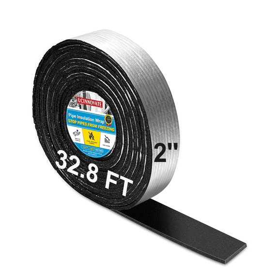2" x 32.8 FT Pipe Insulation Wrap, Self Adhesive Foam Tape with Foil for Winter Freeze Protection, Pipe Insulation Cover for HVAC AC Line,Outdoor Copper Water Pipes, Reduce Heat Loss