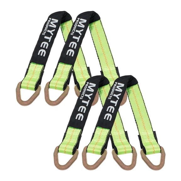 4 Pack 2" x 36" Heavy Duty Green Tie Down Axle Straps with Magnetic D-Ring and 12" Protective Sleeve, 10,000LBS Capacity - for Car Trailer Hauler Tow Truck Wrecker Wheel Tie Down Strap