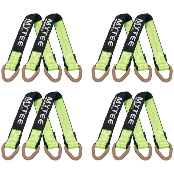 8 Pack 2" x 36" Heavy Duty Green Tie Down Axle Straps with Magnetic D-Ring and 12" Protective Sleeve, 10,000LBS Capacity - for Car Trailer Hauler Tow Truck Wrecker Wheel Tie Down Strap