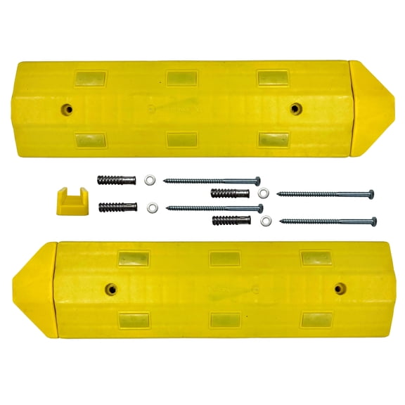2 x 36" Ultra Light Weight PVC Speed Bump in Yellow with 2 End Caps, 1 Connector and Concrete Hardware