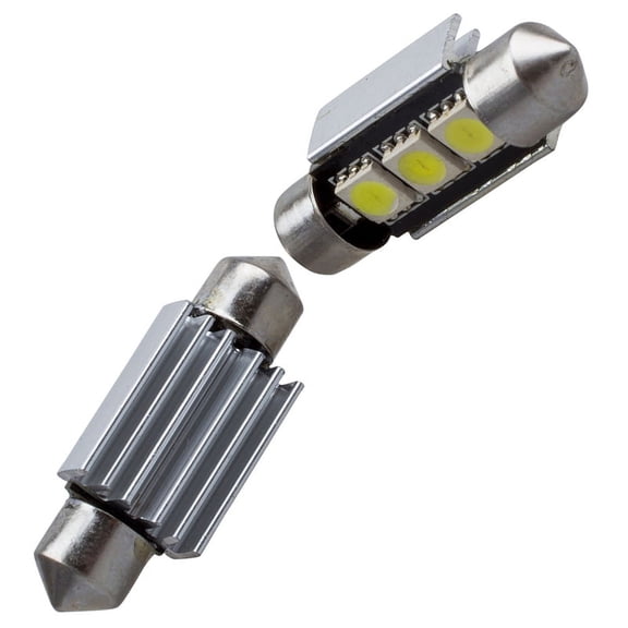 2 x 36mm 3 SMD 5050 LED Error Free Dome Festoon Light w Heatsink