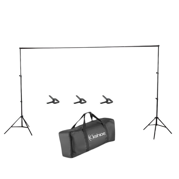 2 x 3M Photography Backdrop Support Stand Set Black&Fish Mouth Clip