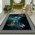 thumbnail image 1 of 2 x 3ft Butterfly Printed Black Area Rug For Living Room Bedroom, Vintage Turquoise Carpet, Dining Room Non-Slip Indoor Rugs Washable Soft And Comfortable Rug, 1 of 6