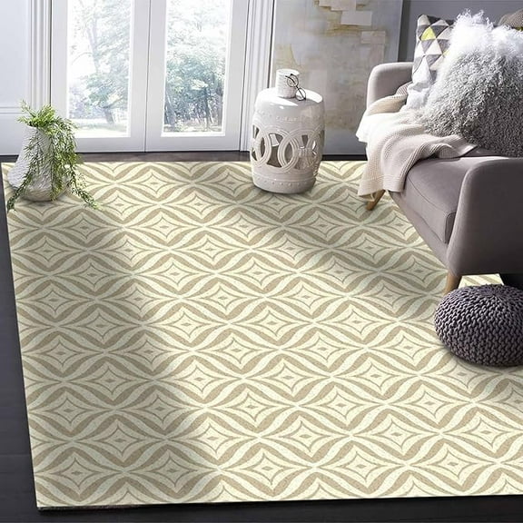 2 x 3ft Yellow Geometric Flower Area Rug, Modern Outdoor Living Room Bedroom Area+Rug Carpet, Kitchen Rug Bath Mat Front Porch Floor Doormat Runner Rugs, Simple Abstract Bohemian Print
