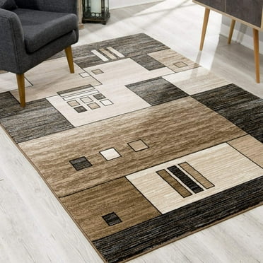 2â€™ x 4â€™ Beige and Brown Geometric Area Rug