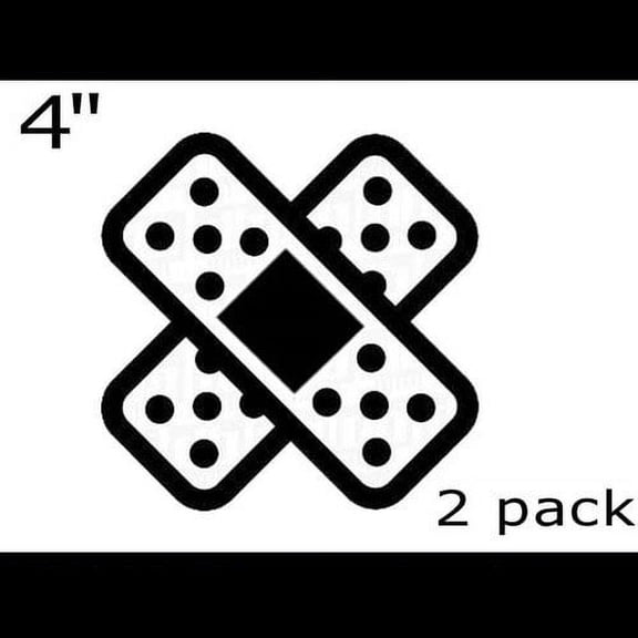 2" x 4" Black X Crossing Band-Aid Bandaid Car Bumper Vinyl Sticker Decal