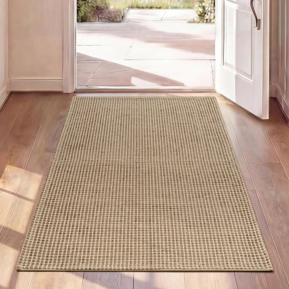 2' x 4' Brown Woven Entryway Runner Rug for Hallway, Kitchen, Bedroom