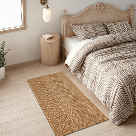 MatEssenz Runner Rug 2x4, Boho Hallway Rug for Entryway Corridor, Machine Washable Non-Slip Woven Runner, Vintage Geometric Indoor Accent Rug, Light Taupe Brown