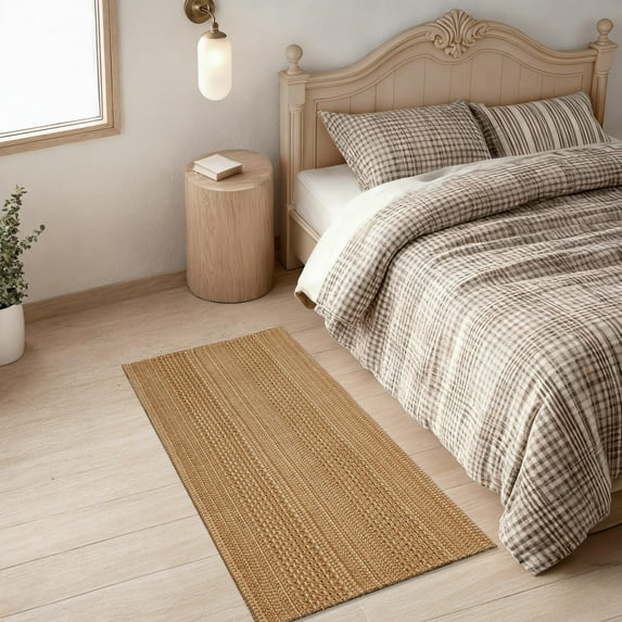 2' x 4' Entryway Rug, Boho Small Area Rug, Machine Washable, Woven Rug, Non-Slip, Vintage Design, Pet Friendly, for Indoor Entryways, Bedroom, Kitchens, Front Doors, Light Taupe Brown