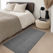 2' x 4' Entryway Rug, Boho Small Area Rug, Machine Washable, Woven Rug, Non-Slip, Vintage Design, Pet Friendly, Soft Faux Fibre, for Indoor Entryways, Bedroom, 