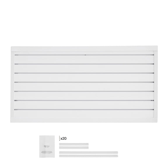 2 x 4 FT White PVC Slat Wall Panel, Modular Adjustable Coupling Slatwall, DIY Cuttable Panel for Garage Display & Storage